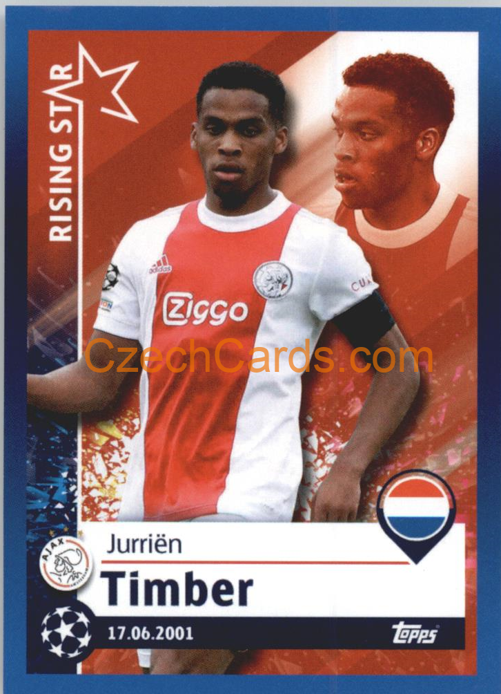 Jurriën Timber – Rising Star 2021/22 Topps UCL Sticker big #254