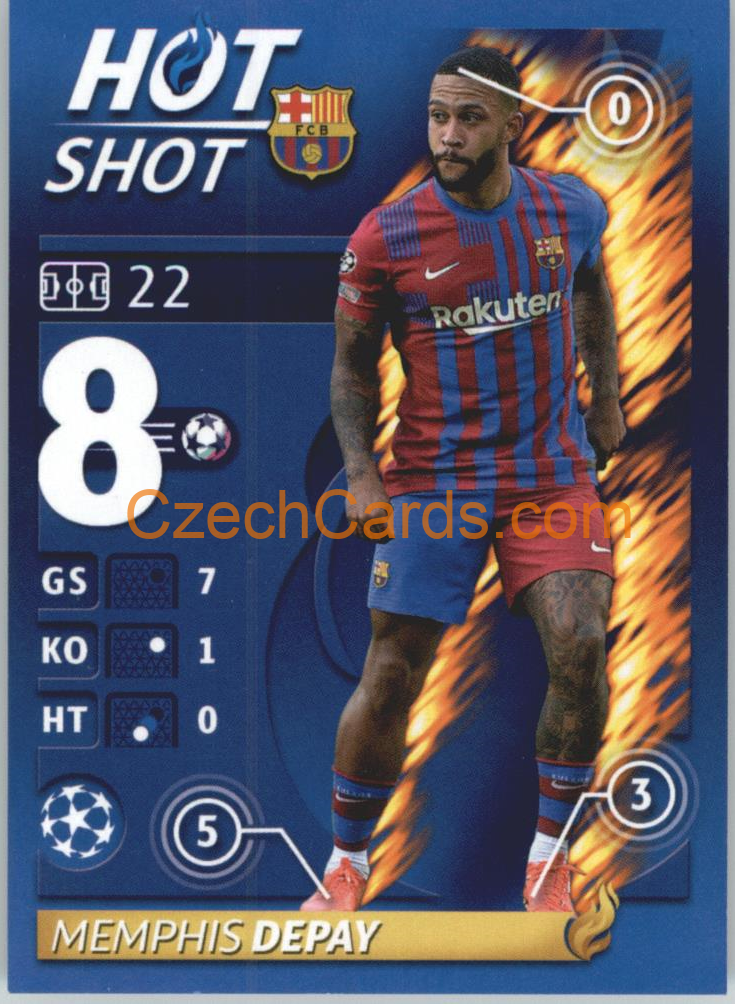 Memphis Depay – Hot Shot 2021/22 Topps UCL Sticker big #375