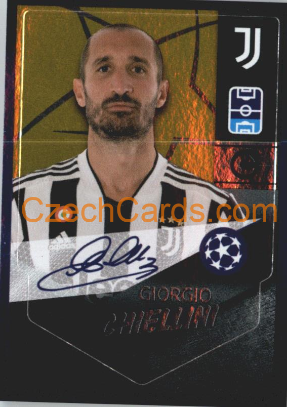 Giorgio Chiellini – Captain 2021/22 Topps UCL Sticker gold shiny #595