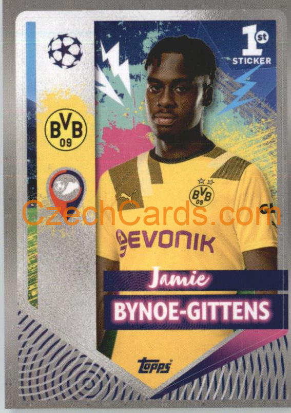 Jamie Bynoe-Gittens (1st Sticker) 2022/23 Topps UCL Sticker #113