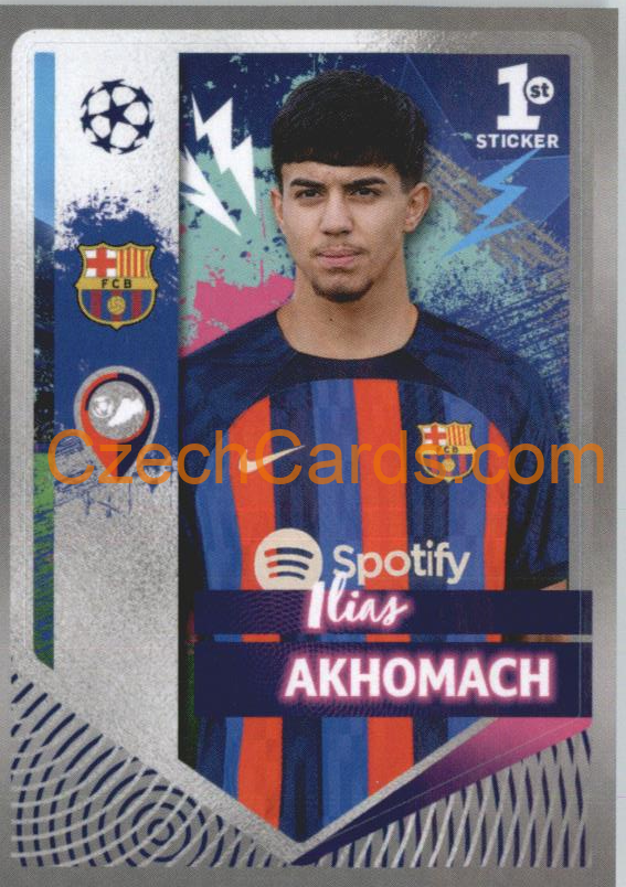 Ilias Akhomach (1st Sticker) 2022/23 Topps UCL Sticker #202