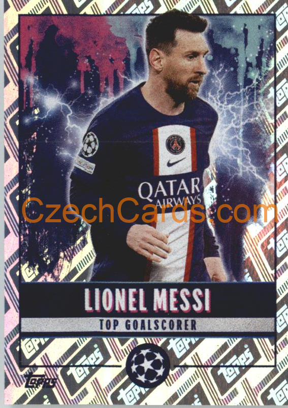 Lionel Messi 2022/23 Topps UCL Sticker All-Time UCL Records foil #512