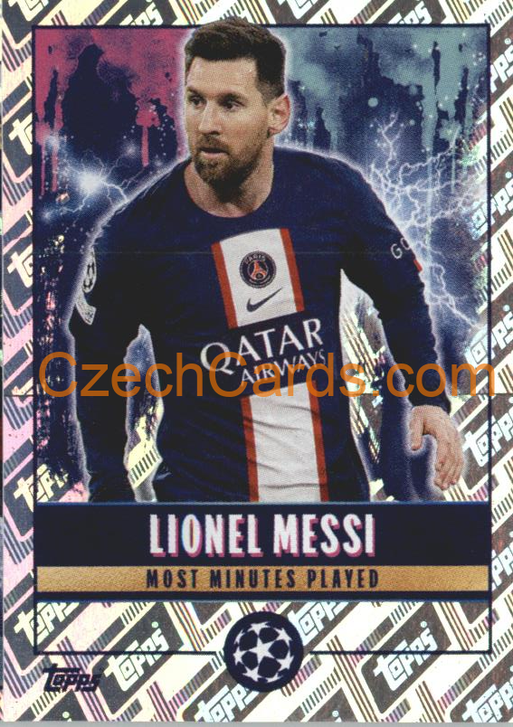 Lionel Messi 2022/23 Topps UCL Sticker All-Time UCL Records foil #514