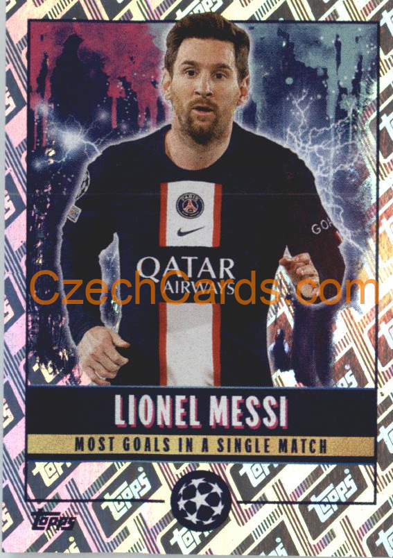 Lionel Messi 2022/23 Topps UCL Sticker All-Time UCL Records foil #519