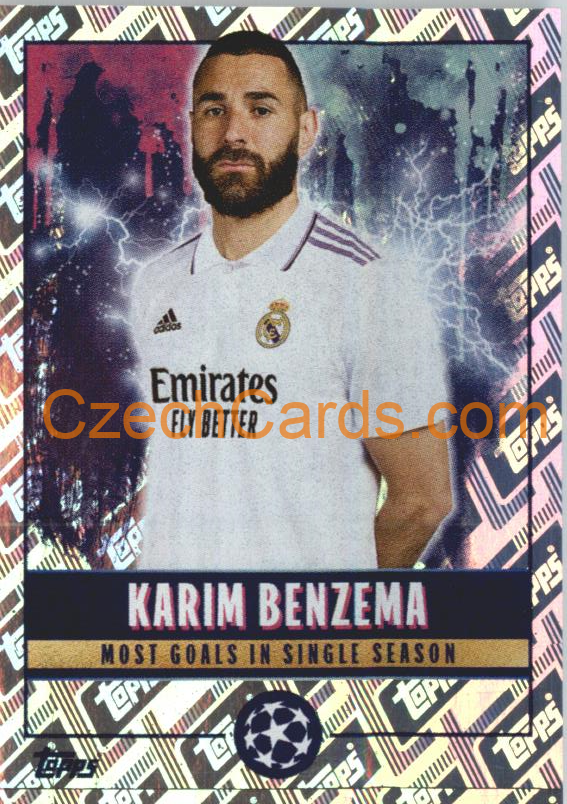 Karim Benzema 2022/23 Topps UCL Sticker All-Time UCL Records foil #524
