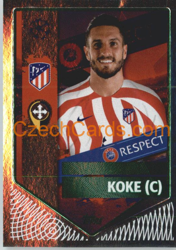 Koke (Captain) 2022/23 Topps UCL Sticker foil GREEN  #73
