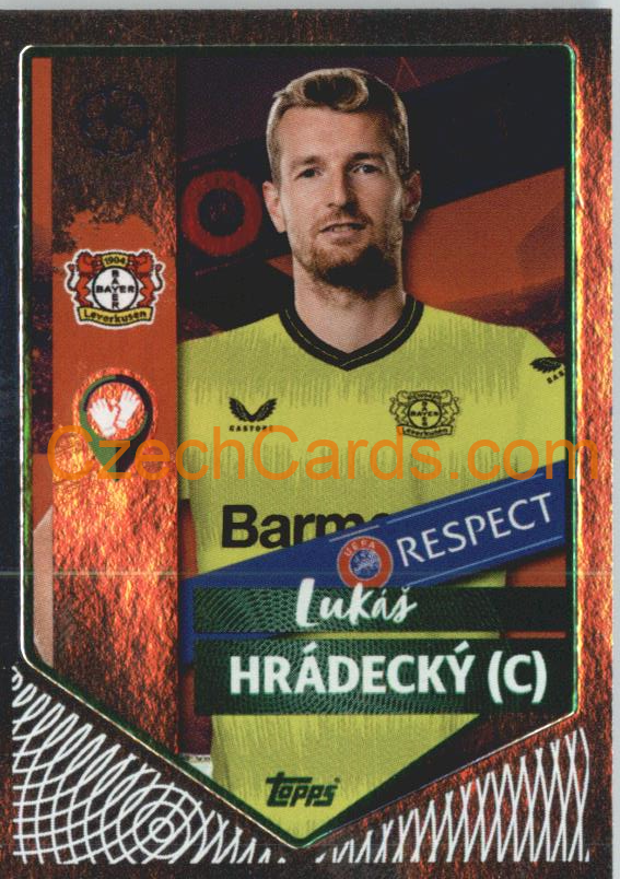 Lukáš Hrádecký (Captain) 2022/23 Topps UCL Sticker foil GREEN  #81
