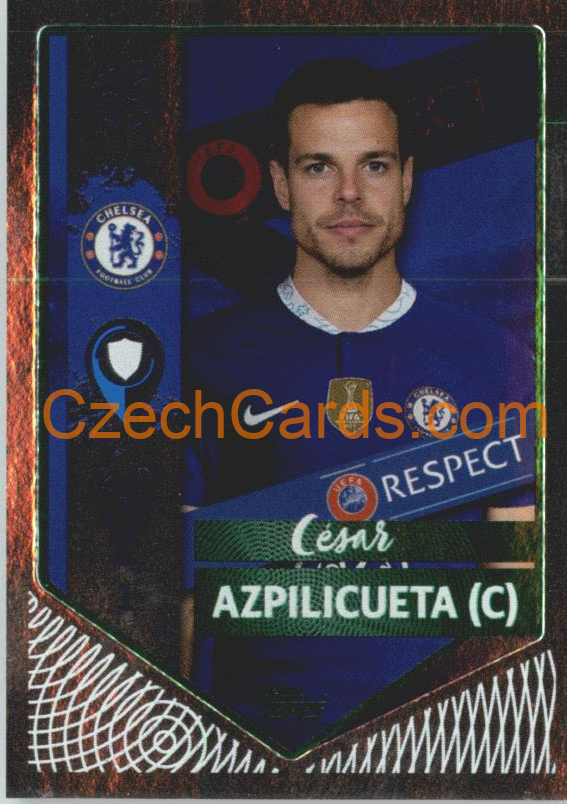 César Azpilicueta (Captain) 2022/23 Topps UCL Sticker foil GREEN  #136