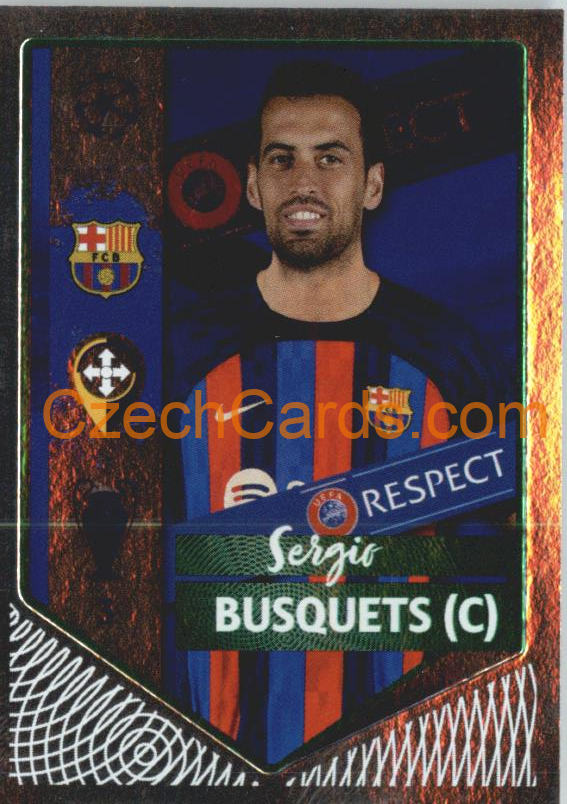 Sergio Busquets (Captain) 2022/23 Topps UCL Sticker foil GREEN  #197