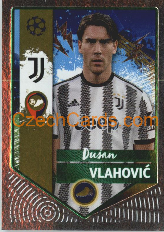 Dušan Vlahović (Golden Goalscorer) 2022/23 Topps UCL Sticker GREEN  #294