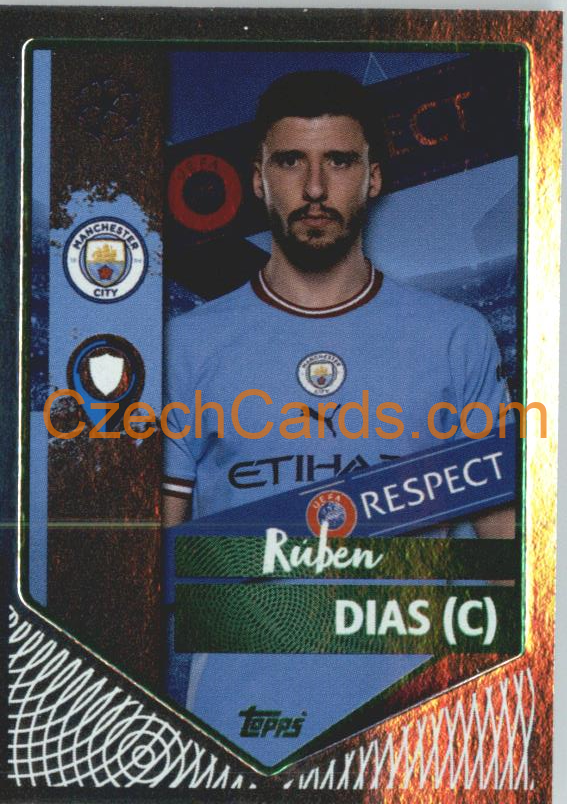 Rúben Dias (Captain) 2022/23 Topps UCL Sticker foil GREEN  #320