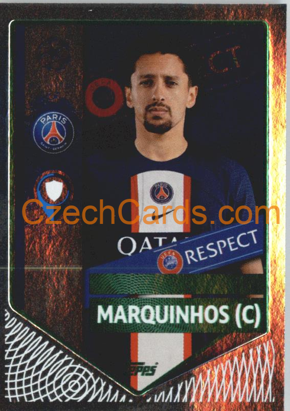 Marquinhos (Captain) 2022/23 Topps UCL Sticker foil GREEN  #354