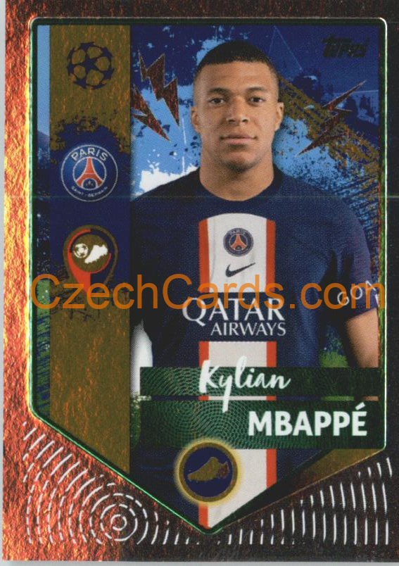 Kylian Mbappé (Golden Goalscorer) 2022/23 Topps UCL Sticker foil GREEN  #366