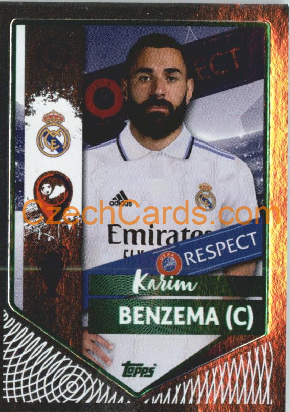 Karim Benzema (Captain) 2022/23 Topps UCL Sticker foil GREEN  #401