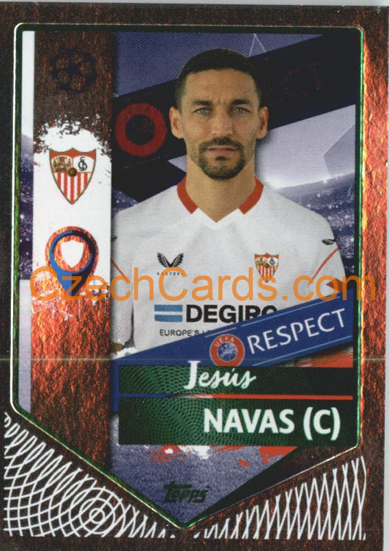Jesús Navas (Captain) 2022/23 Topps UCL Sticker foil GREEN  #407