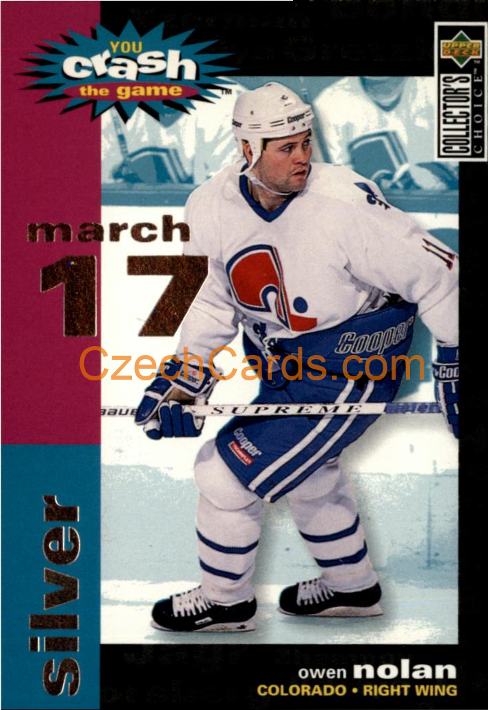Owen Nolan 1995/96 UD Collectors Choice Crash The Game Silver 17.March #C12