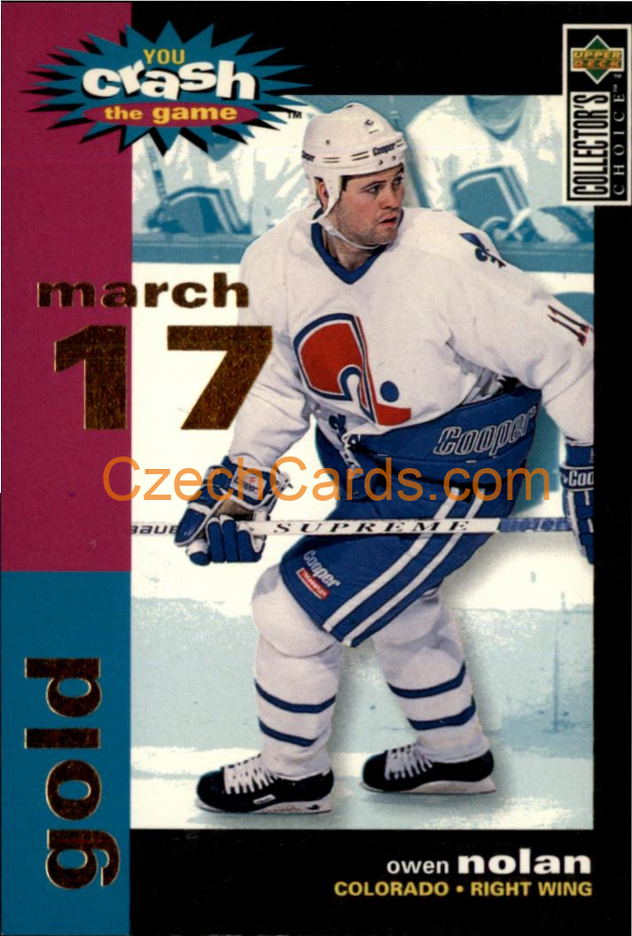 Owen Nolan 1995/96 UD Collectors Choice Crash The Game Gold 17.March #C12