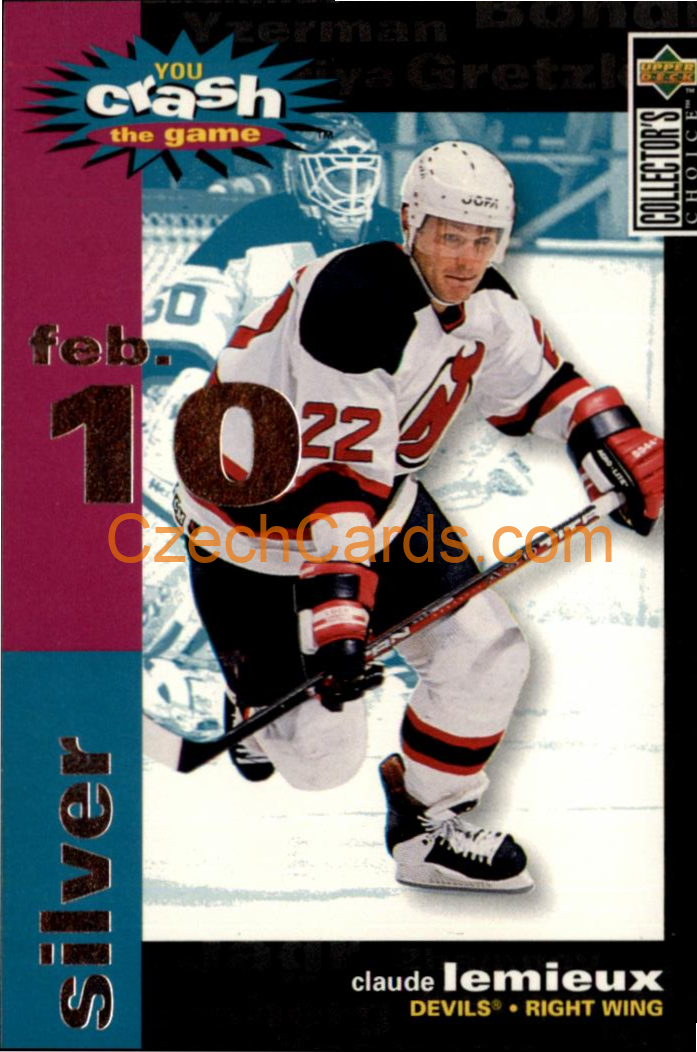 Claude Lemieux 1995/96 UD Collectors Choice Crash The Game Silver 10.Feb #C28