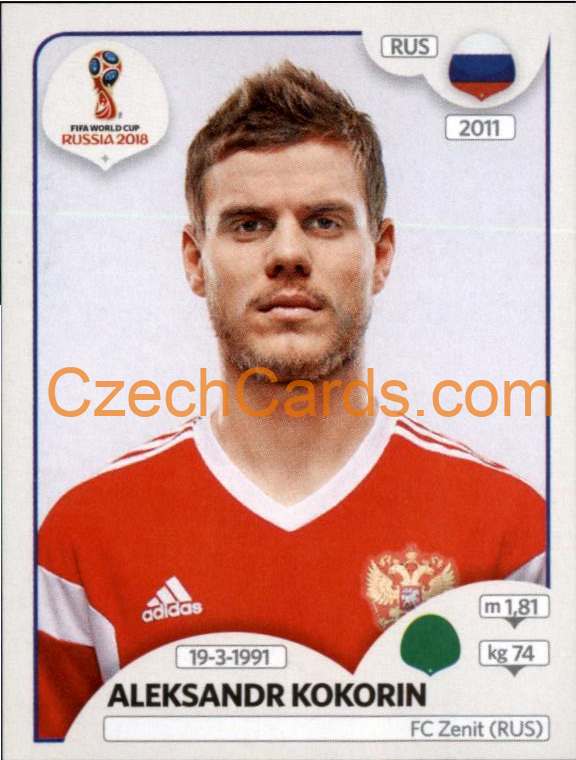 Aleksandr Kokorin 2018 Panini World Cup Russia Black #51