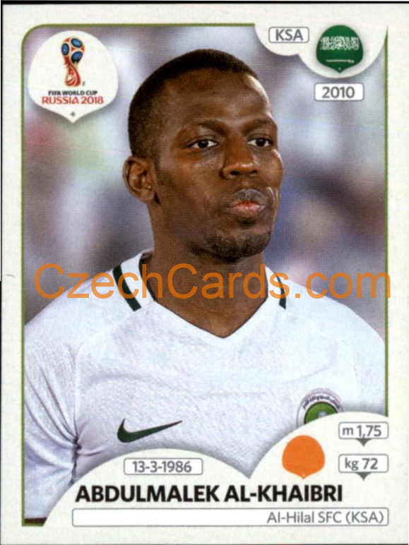 Abdulmalek Al-Khaibri 2018 Panini World Cup Russia Black #64