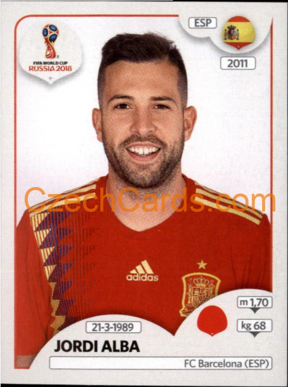 Jordi Alba 2018 Panini World Cup Russia Black #135