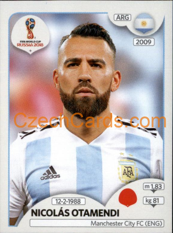 Nicolás Otamendi 2018 Panini World Cup Russia Black #278