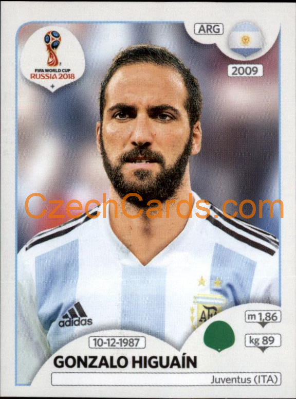 Gonzalo Higuaín 2018 Panini World Cup Russia Black #291