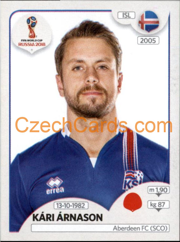 Kári Árnason 2018 Panini World Cup Russia Black #297