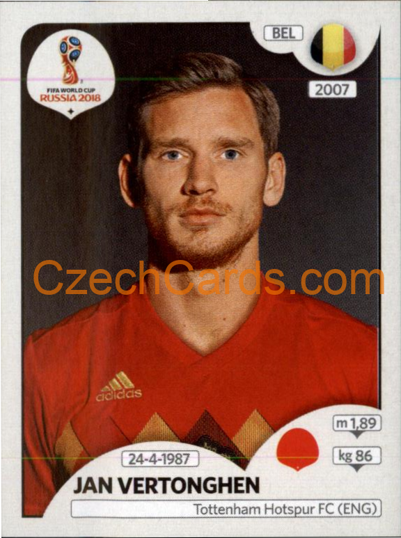 Jan Vertonghen 2018 Panini World Cup Russia Black #517