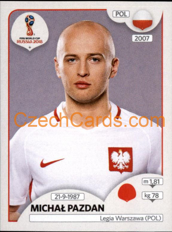 Michał Pazdan 2018 Panini World Cup Russia Black #598