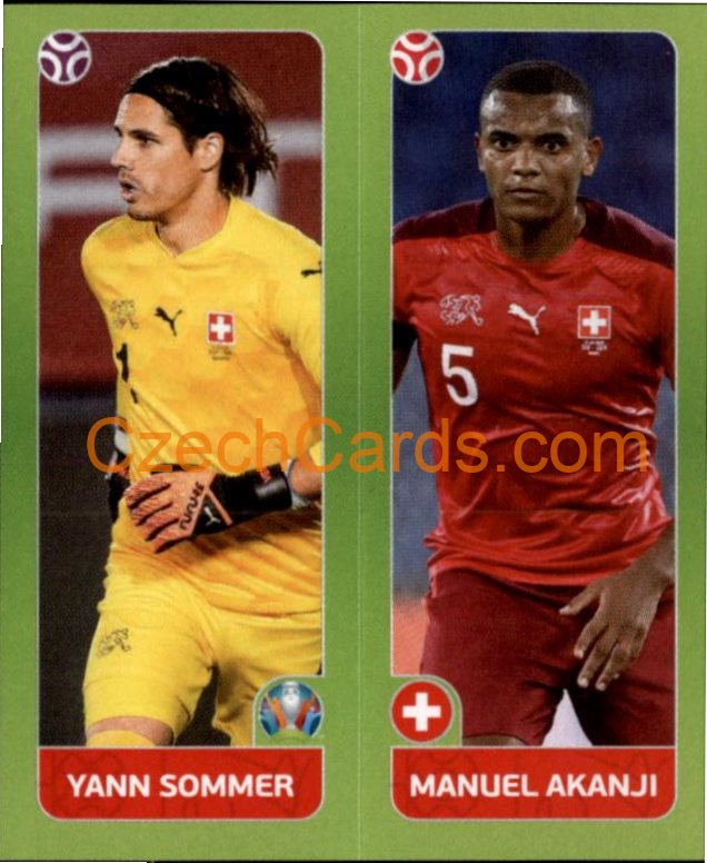 Yann Sommer / Manuel Akanji 2020 Panini UEFA EURO sticker orange #38