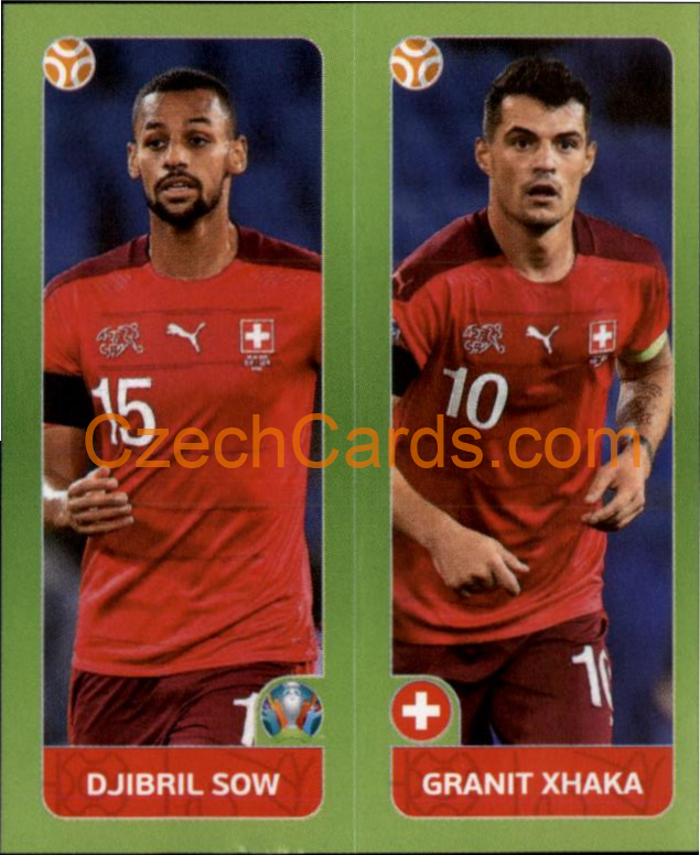 Djibril Sow / Granit Xhaka 2020 Panini UEFA EURO sticker orange #41