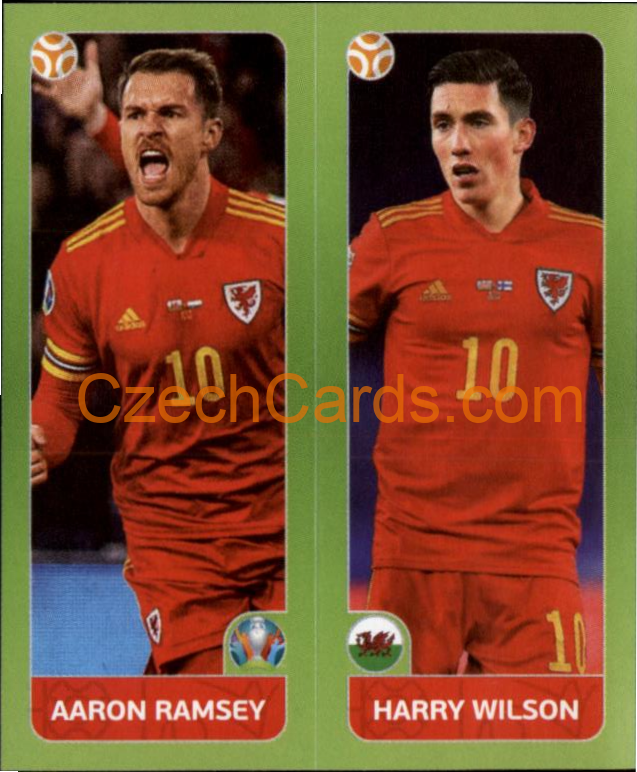 Aaron Ramsey / Harry Wilson 2020 Panini UEFA EURO sticker orange #96
