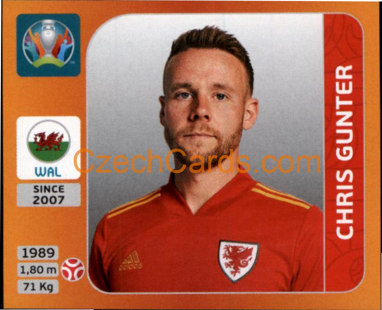 Chris Gunter 2020 Panini UEFA EURO sticker orange #102