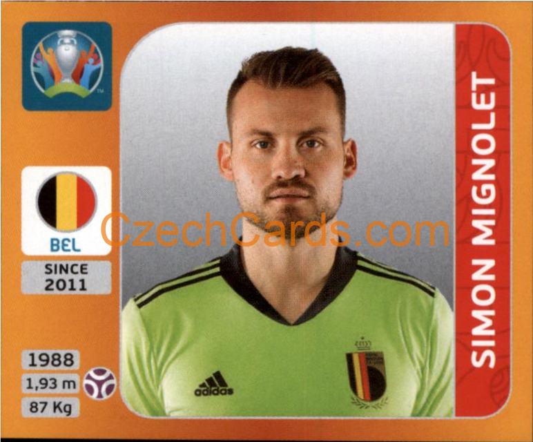 Simon Mignolet 2020 Panini UEFA EURO sticker orange #125