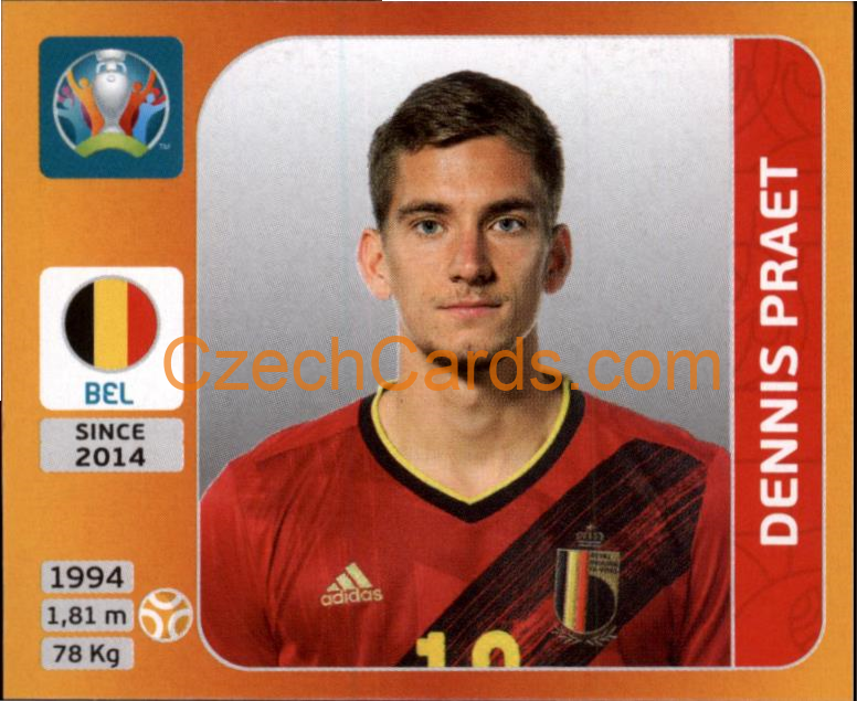 Dennis Praet 2020 Panini UEFA EURO sticker orange #133