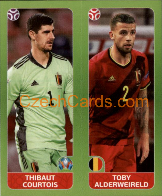 Thibaut Courtois / Toby Alderweireld 2020 Panini UEFA EURO sticker orange #144