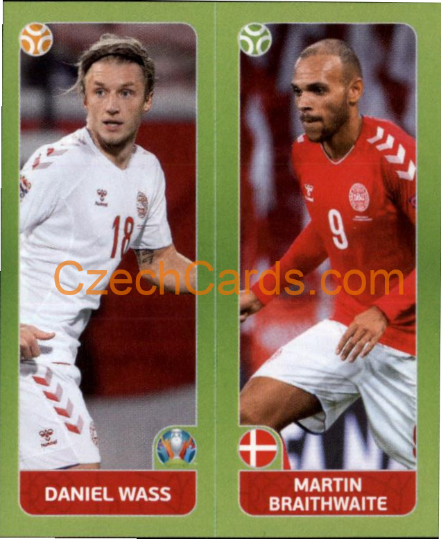 Daniel Wass / Martin Braithwaite 2020 Panini UEFA EURO sticker orange #154
