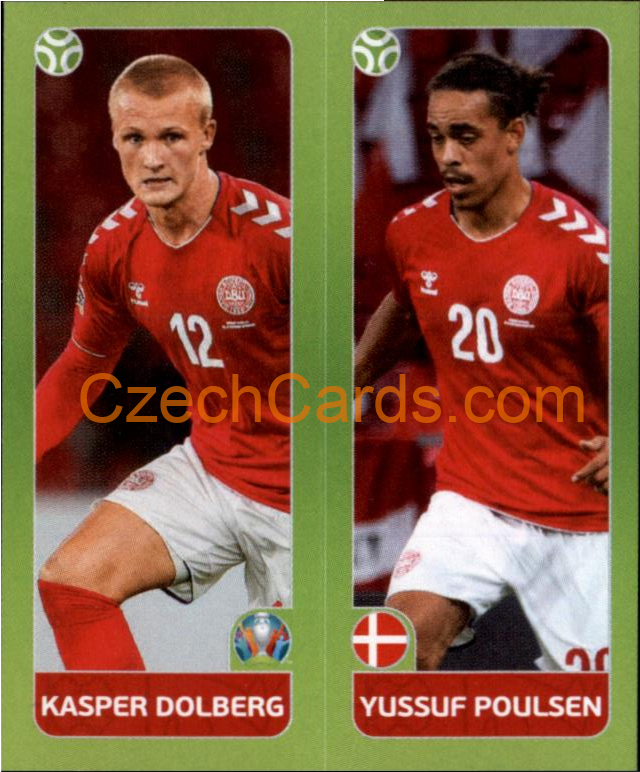 Kasper Dolberg / Yussuf Poulsen 2020 Panini UEFA EURO sticker orange #155