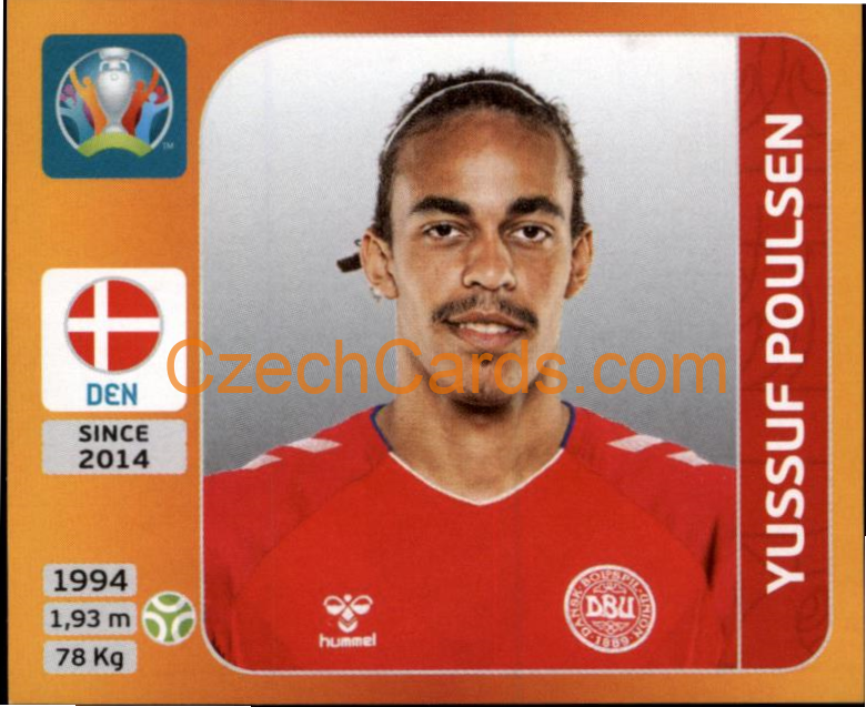 Yussuf Poulsen 2020 Panini UEFA EURO sticker orange #173