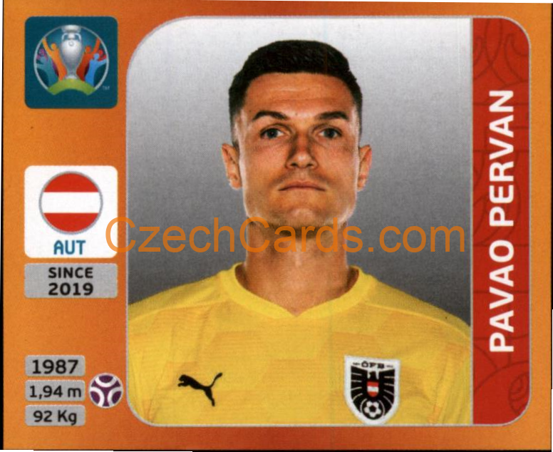 Pavao Pervan 2020 Panini UEFA EURO sticker orange #236