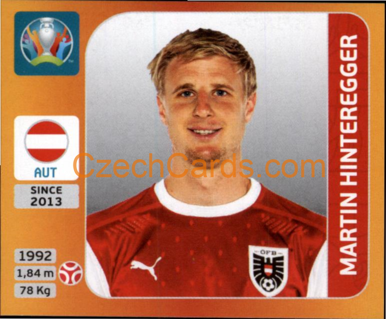 Martin Hinteregger 2020 Panini UEFA EURO sticker orange #240