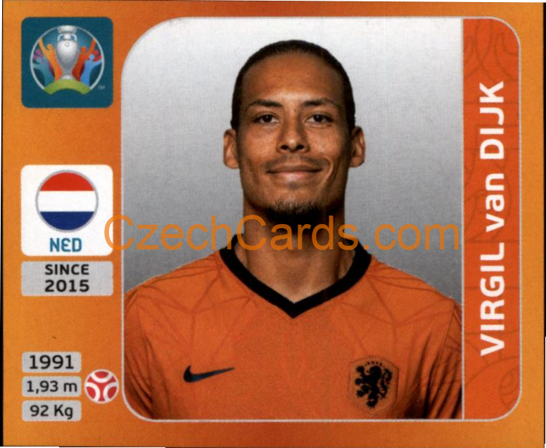 Virgil van Dijk 2020 Panini UEFA EURO sticker orange #277