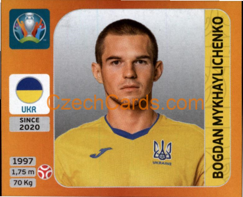 Bogdan Mykhaylichenko 2020 Panini UEFA EURO sticker orange #328