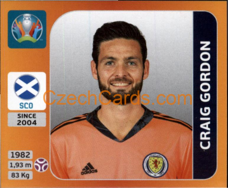 Craig Gordon 2020 Panini UEFA EURO sticker orange #436