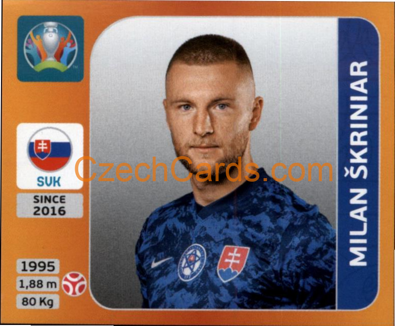 Milan Škriniar 2020 Panini UEFA EURO sticker orange #499