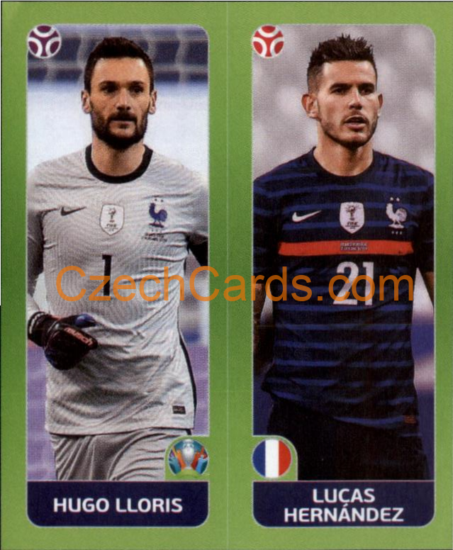 Hugo Lloris / Lucas Hernández 2020 Panini UEFA EURO sticker orange #592