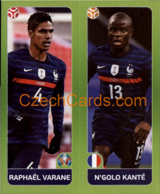 Raphaël Varane / N’Golo Kanté 2020 Panini UEFA EURO sticker orange #594