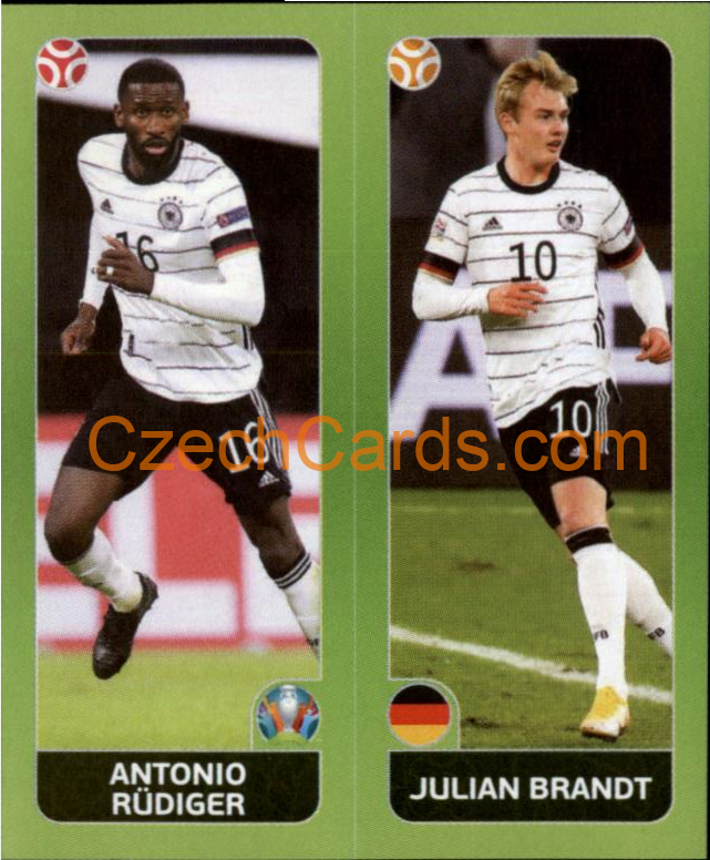 Antonio Rüdiger / Julian Brandt 2020 Panini UEFA EURO sticker orange #599