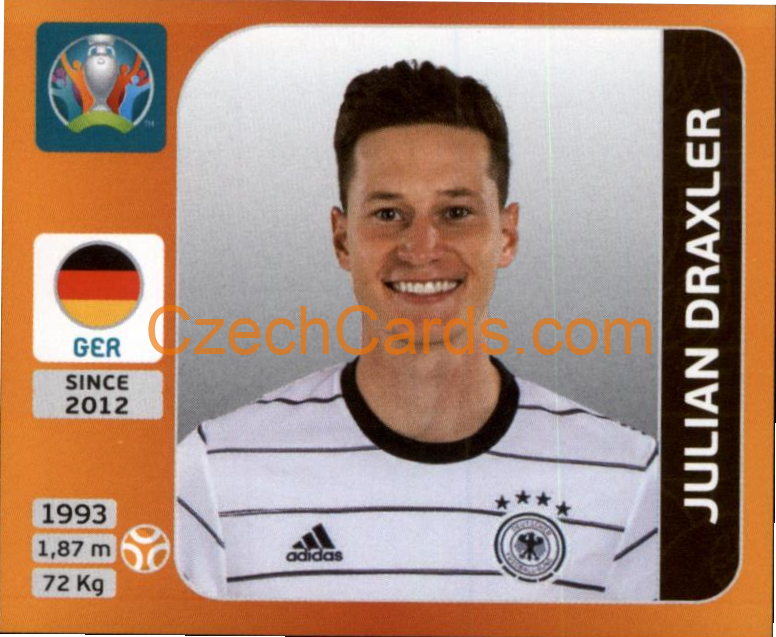 Julian Draxler 2020 Panini UEFA EURO sticker orange #615
